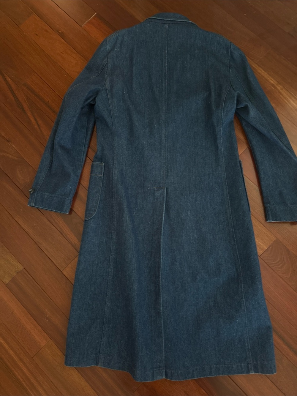 70's Vintage Sedgefield Denim Blue Jean 42R (L) USA Made Full Length Trench Coat - Picture 5 of 10